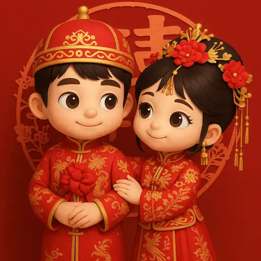 3D Q版中式婚礼图